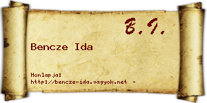 Bencze Ida névjegykártya